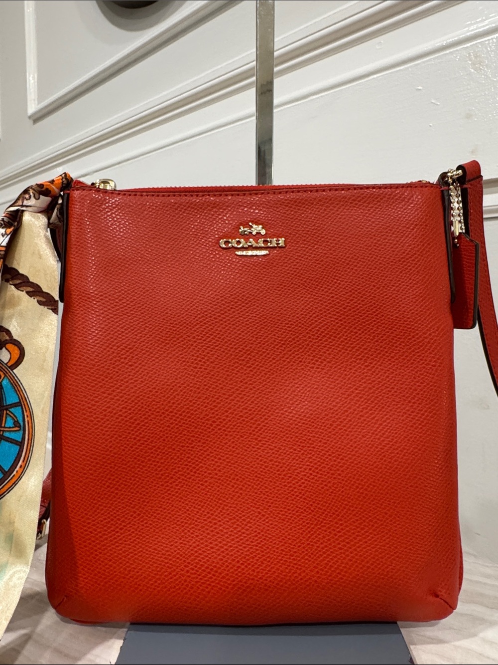 Coach Bag Kitt Pebbled Leather Orange Rusty Red Crossbody - Picture 4 of 17